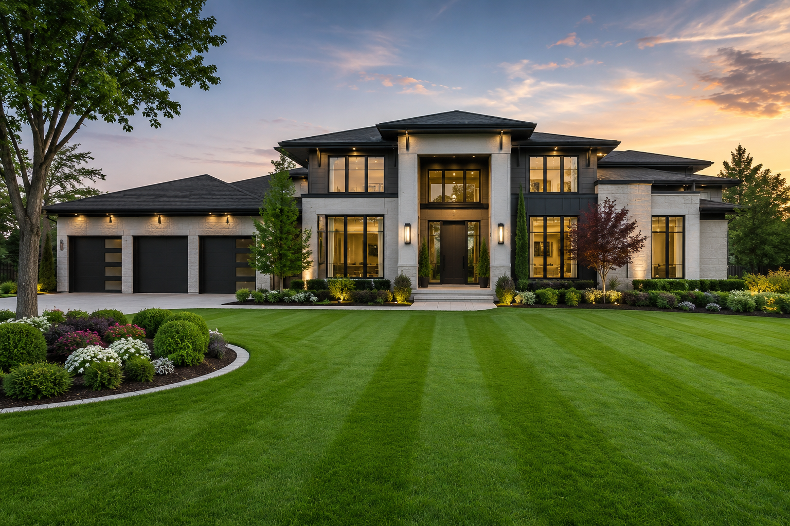 Landscaper working on a lawn
