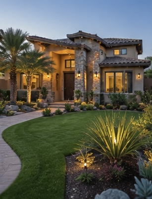 Homeowner booking lawn care on a phone